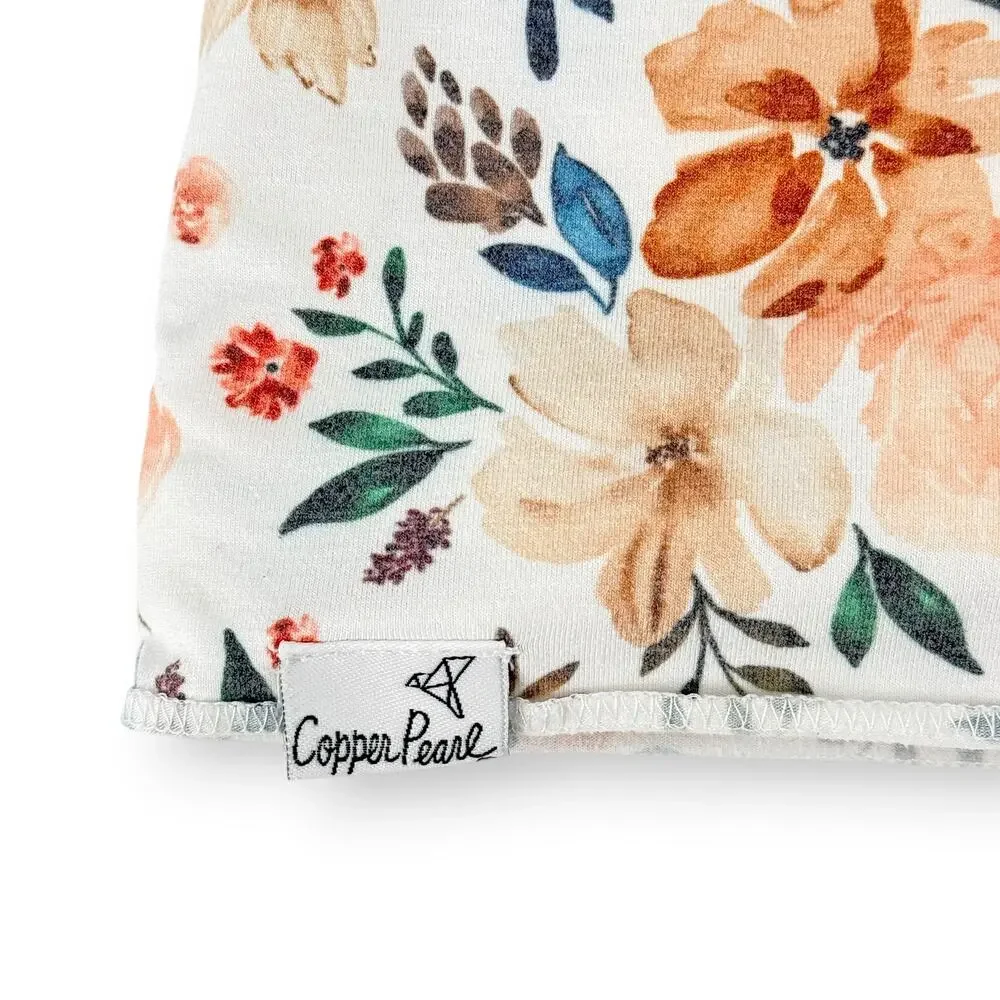 Copper Pearl Autumn Floral Print Knit Swaddle Blanket Knotted Gown Lot Newborn